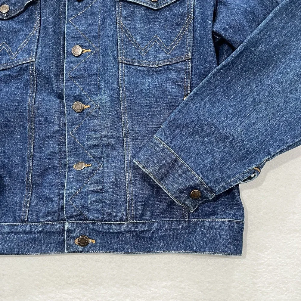 Vintage Wrangler Denim Western Trucker Jacket Coat Size 42 80s 90s M159 74140NV